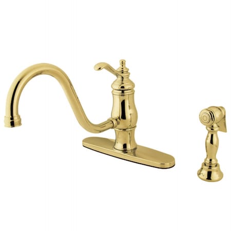 Kingston Brass KS1572TLBS Single-Handle Kitchen Faucet, Polished Brass KS1572TLBS